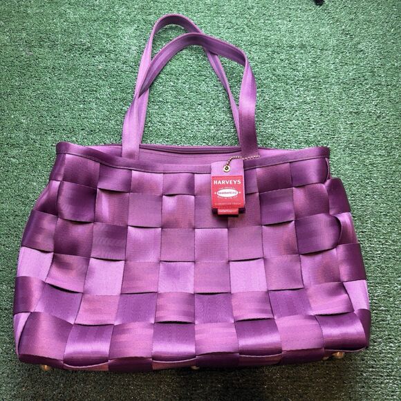 Harvey's Original Seat Belt Large Tote Double Handle Woven Bag & Wallet Mulberry - Picture 2 of 13